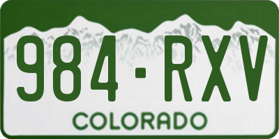 CO license plate 984RXV