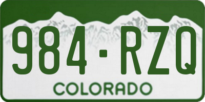 CO license plate 984RZQ