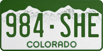 CO license plate 984SHE