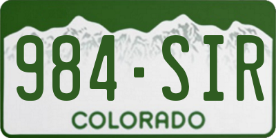 CO license plate 984SIR