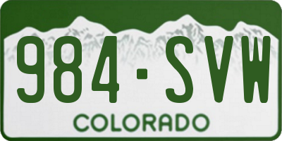 CO license plate 984SVW