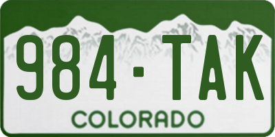 CO license plate 984TAK