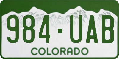 CO license plate 984UAB