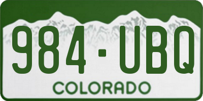 CO license plate 984UBQ