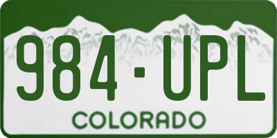CO license plate 984UPL