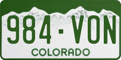 CO license plate 984VON