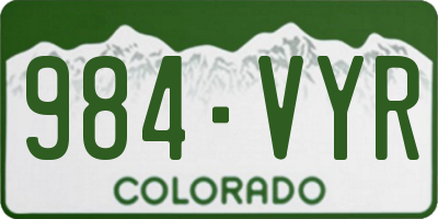 CO license plate 984VYR