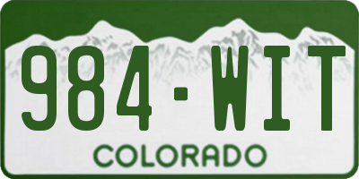 CO license plate 984WIT