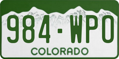 CO license plate 984WPO