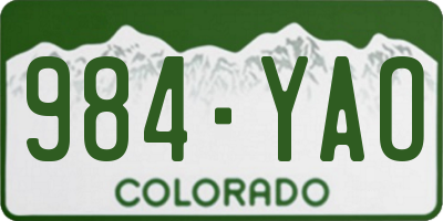 CO license plate 984YAO