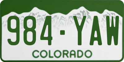 CO license plate 984YAW