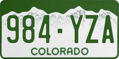 CO license plate 984YZA