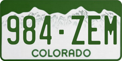CO license plate 984ZEM