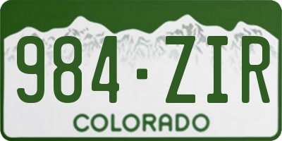 CO license plate 984ZIR