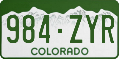 CO license plate 984ZYR