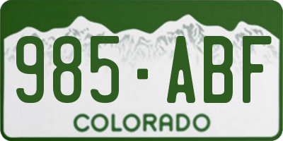 CO license plate 985ABF