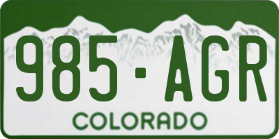 CO license plate 985AGR