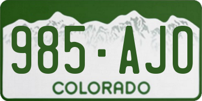CO license plate 985AJO