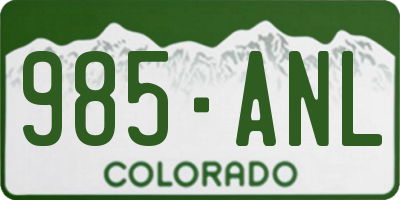CO license plate 985ANL