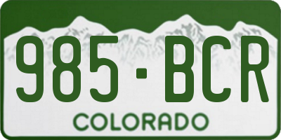 CO license plate 985BCR
