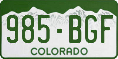 CO license plate 985BGF