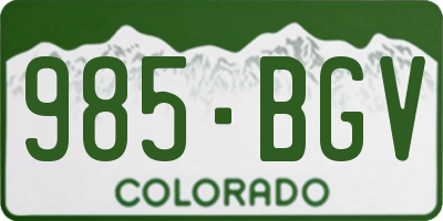 CO license plate 985BGV