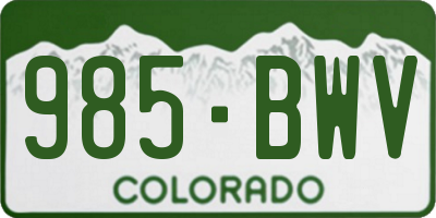 CO license plate 985BWV