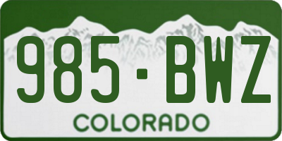 CO license plate 985BWZ