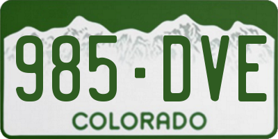 CO license plate 985DVE