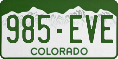 CO license plate 985EVE