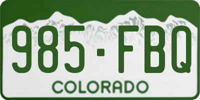 CO license plate 985FBQ