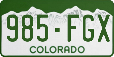 CO license plate 985FGX
