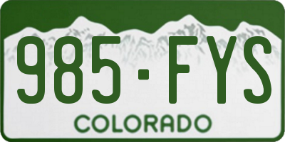CO license plate 985FYS