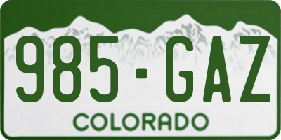 CO license plate 985GAZ
