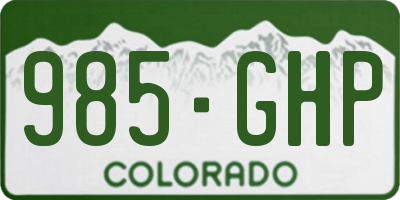 CO license plate 985GHP