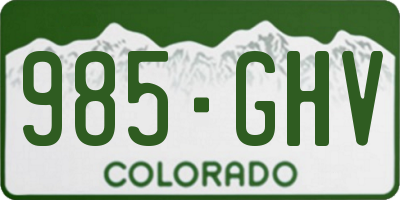 CO license plate 985GHV