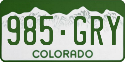 CO license plate 985GRY