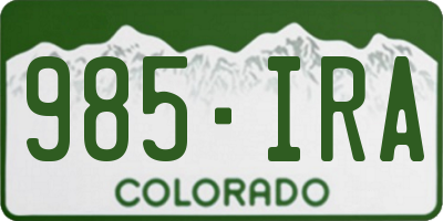 CO license plate 985IRA