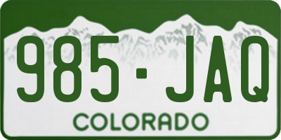 CO license plate 985JAQ