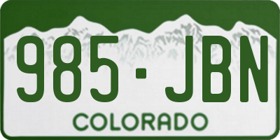 CO license plate 985JBN
