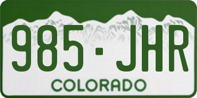 CO license plate 985JHR