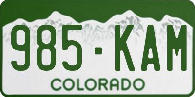 CO license plate 985KAM
