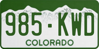 CO license plate 985KWD