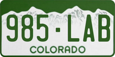 CO license plate 985LAB