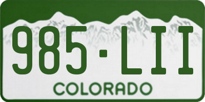 CO license plate 985LII