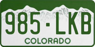 CO license plate 985LKB