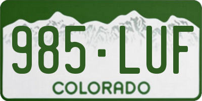 CO license plate 985LUF