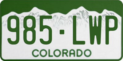 CO license plate 985LWP