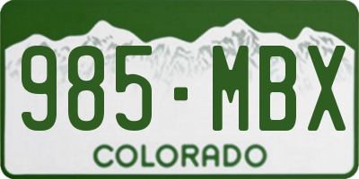 CO license plate 985MBX