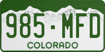 CO license plate 985MFD